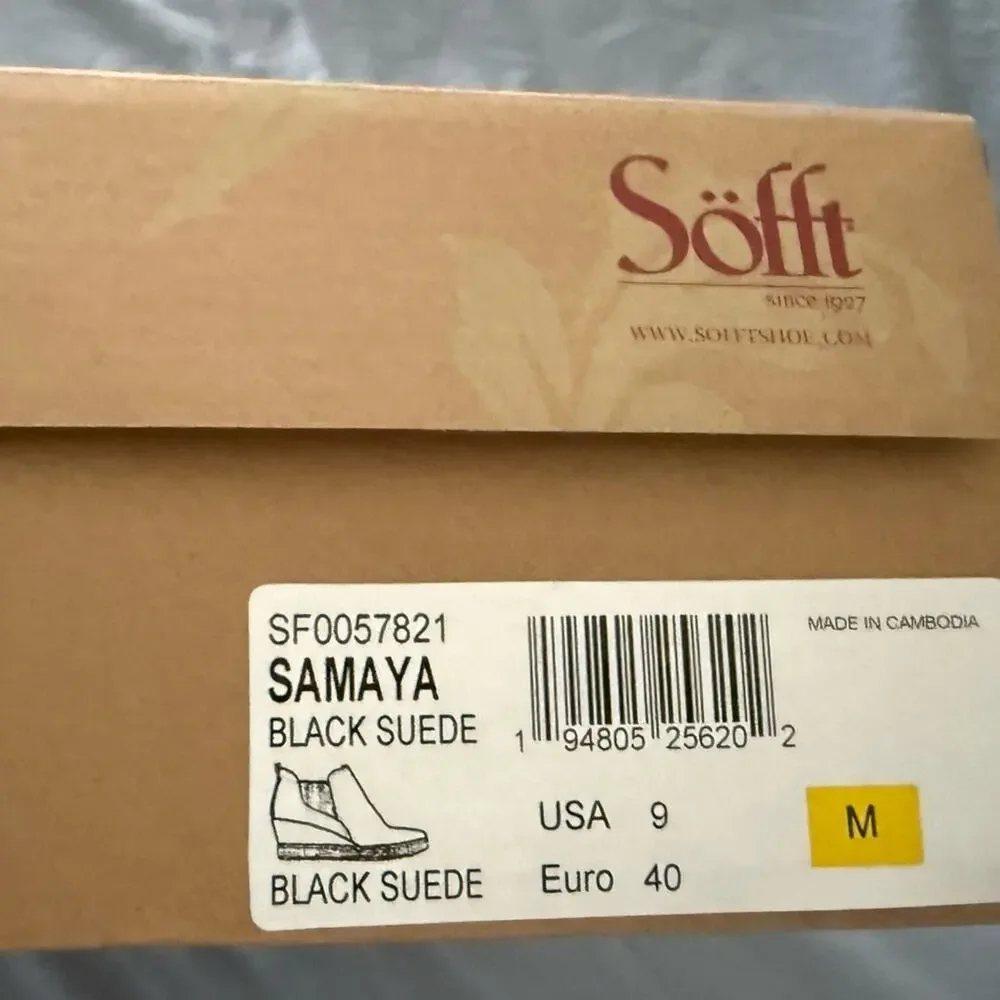 Sofft Women's Black Suede Ankle Boots size 9 New in Box